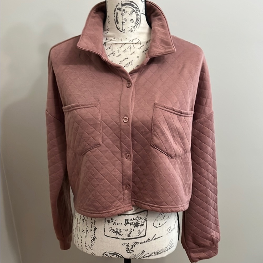 Quilted Women's cropped Jacket in Dusty Rose